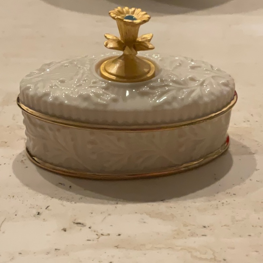 Lenox Trinket Box 1999 Aquamarine Gem Stone March Birthstone Collection Vintage - Picture 3 of 16